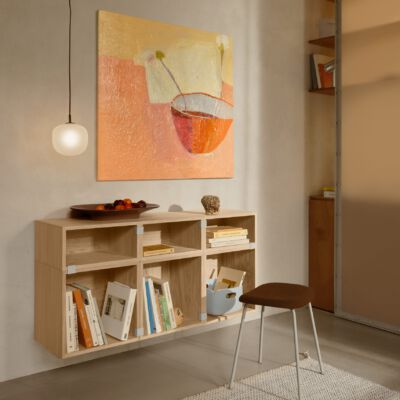 stacked-sideboard-config-5-oak-rime-pendant-deep-red-fiber-stool-acca-381-ply-black-white-mere-bowl-brown-green-org